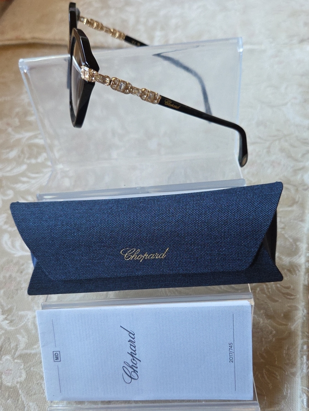 Chopard Luxury Black Women's Optical Glasses with Gold Temples - Picture 3 of 12
